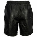 Original Black Leather Jogger Shorts - Premium Full-Grain Leather Drawstring Shorts for Men & Women