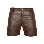 Men's Premium Brown Leather Shorts | Full-Grain Leather | Handcrafted in India