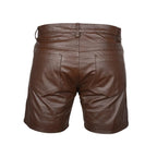 Men's Premium Brown Leather Shorts | Full-Grain Leather | Handcrafted in India