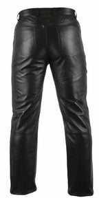 Men's High-Gloss Black Leather Straight-Leg Pants - Premium Full-Grain Handcrafted