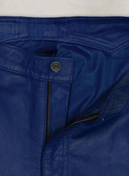 Men's Navy & White Full-Grain Original Leather Premium Moto Pants - Racing Inspired Fit
