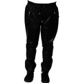 Men Black Full-Grain Original Leather Joggers - Relaxed Fit with Zipper Pockets