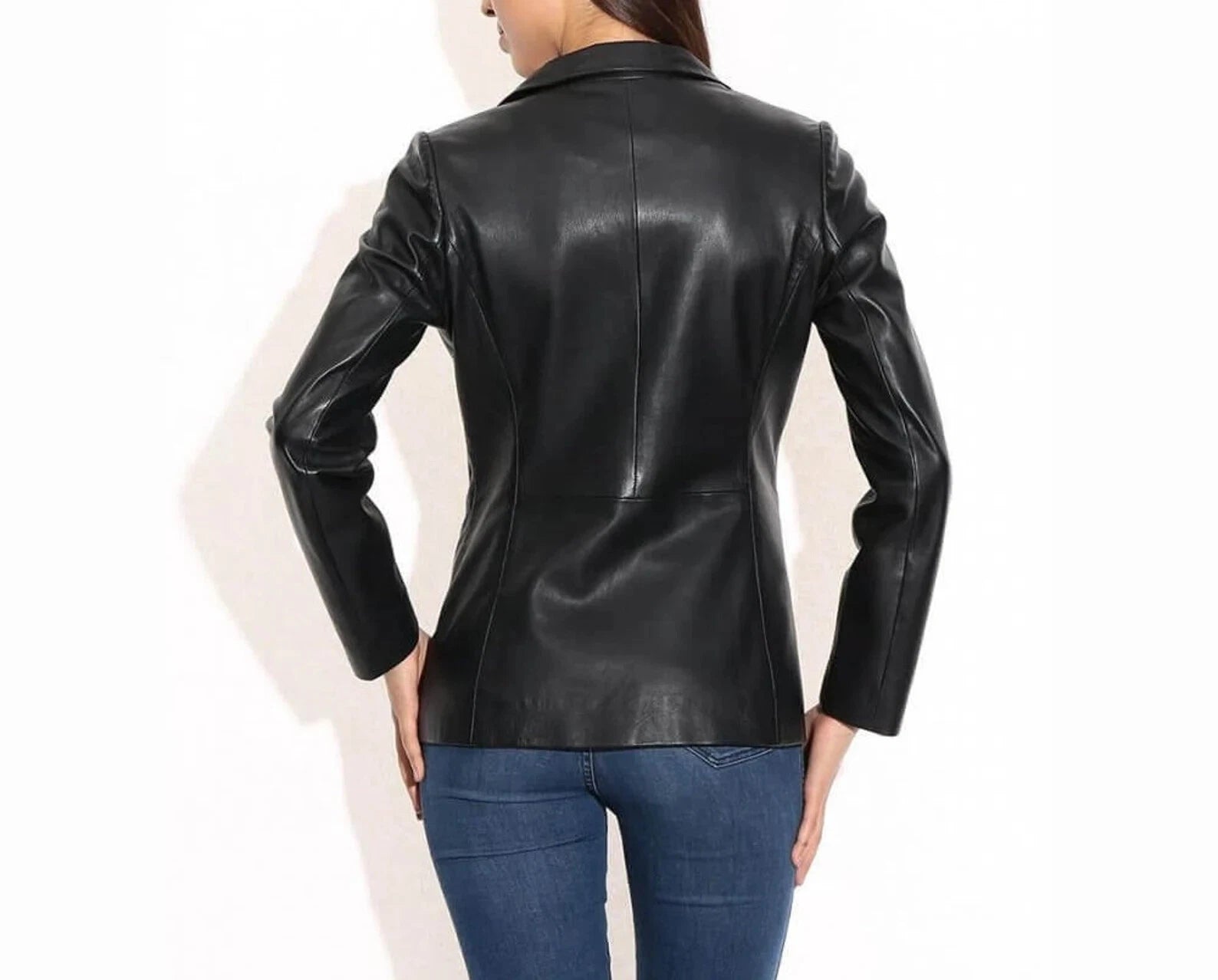 Women's Black original Leather Blazer - Premium Full-Grain Leather Jacket