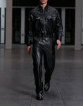 Premium Black Original Leather Jacket & Pants Set - Full-Grain Artisan Crafted