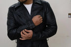 Premium Black Original Leather Tactical Jumpsuit - Full-Grain Cargo Utility Jumpsuit