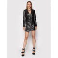 Blazer Premium Leather Dress - Handcrafted Black Original Leather Wrap Mini Dress with Asymmetric Hem