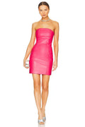 Strapless Original Leather Dress - Premium Handcrafted Hot Pink Leather Mini Dress
