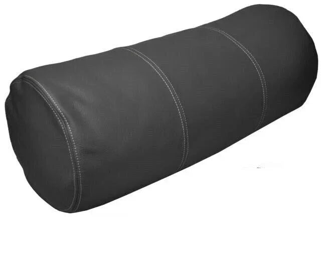 Gray Original Leather Bolster Pillow - Premium Full-Grain Leather Cylindrical Cushion