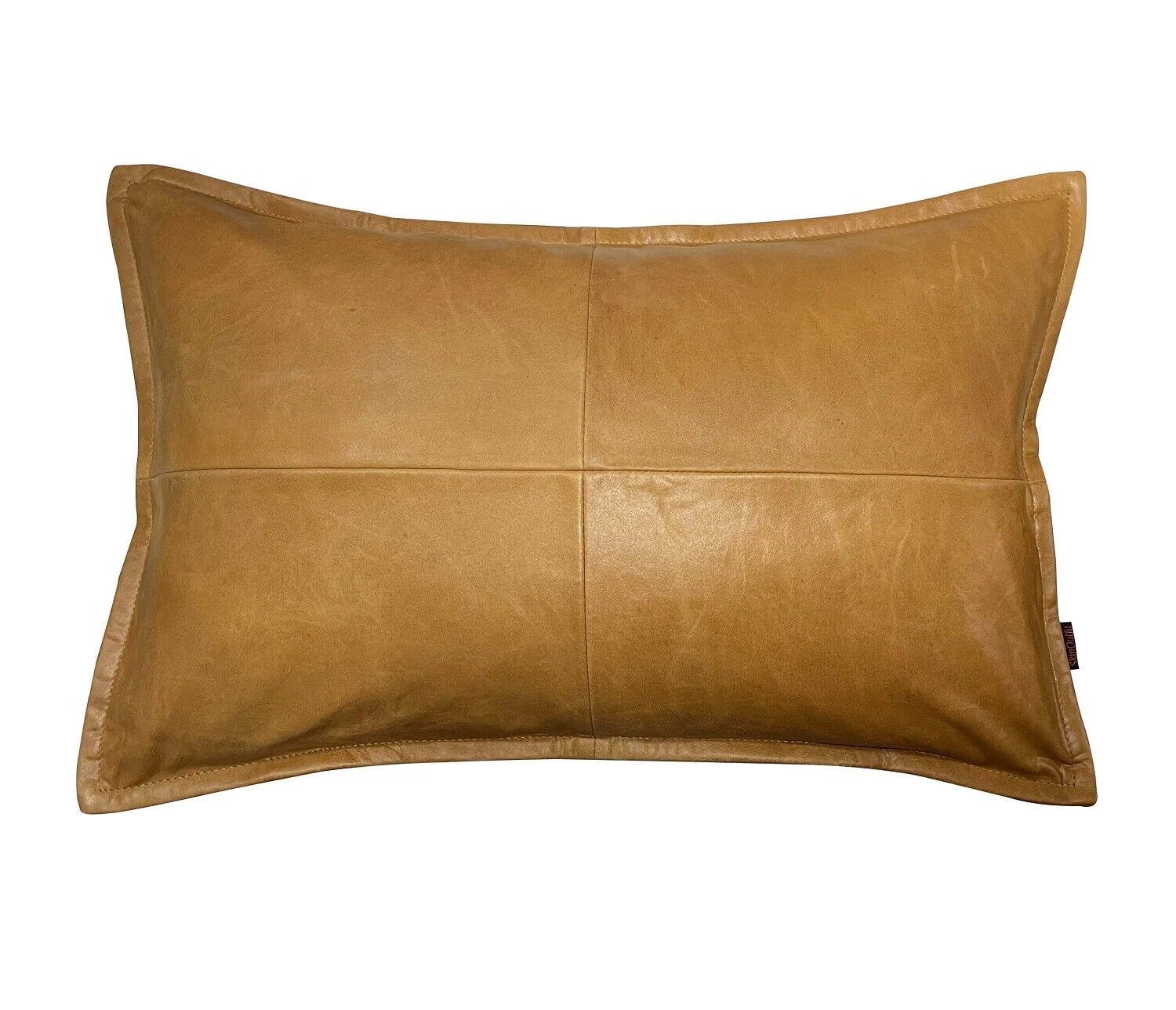 Brown Original Leather Pillow - Premium Full-Grain Leather Decorative Cushion