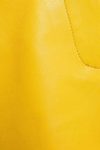 Yellow Original Leather Wide Leg Culottes - High-Waisted Genuine Premium Leather Trousers for Women