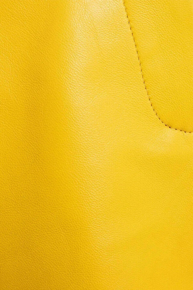 Yellow Original Leather Wide Leg Culottes - High-Waisted Genuine Premium Leather Trousers for Women