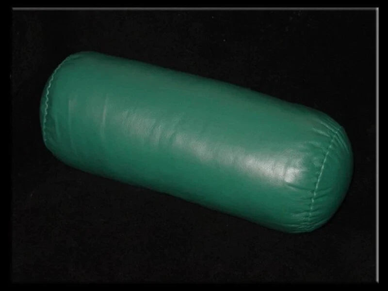 Green Original Leather Bolster Pillow - Premium Full-Grain Leather Cylindrical Cushion