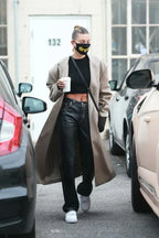 Black Original Leather Wide Leg Pants - High-Waisted Genuine Premium Leather Trousers for Women