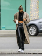 Black Original Leather Wide Leg Pants - High-Waisted Genuine Premium Leather Trousers for Women