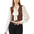 Brown Leather Vest Coat for Women - Premium Full-Grain Tailored Waistcoat