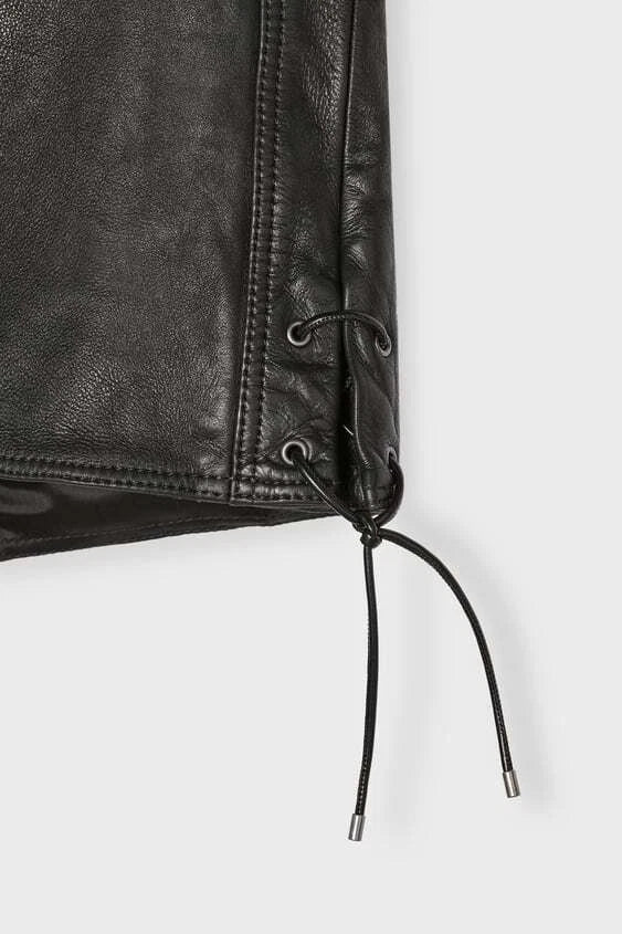 Women's Cropped Black Original Leather Vest - Premium Sleeveless Waistcoat