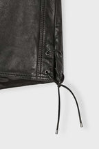 Women's Cropped Black Original Leather Vest - Premium Sleeveless Waistcoat