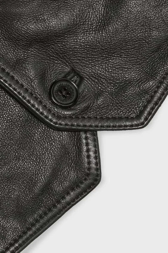 Women's Cropped Black Original Leather Vest - Premium Sleeveless Waistcoat