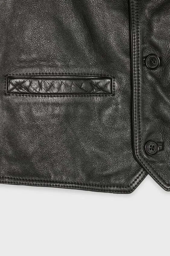 Women's Cropped Black Original Leather Vest - Premium Sleeveless Waistcoat