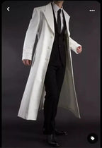 Men's White Full-Grain Original Leather Trench Coat – Handcrafted Double-Breasted Overcoat