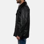 Premium Black Original Leather Jacket - Classic Button-Front Coat