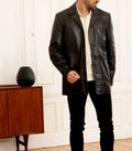 Classic Black Original Leather Coat - Premium Full-Grain Leather Outerwear for Men