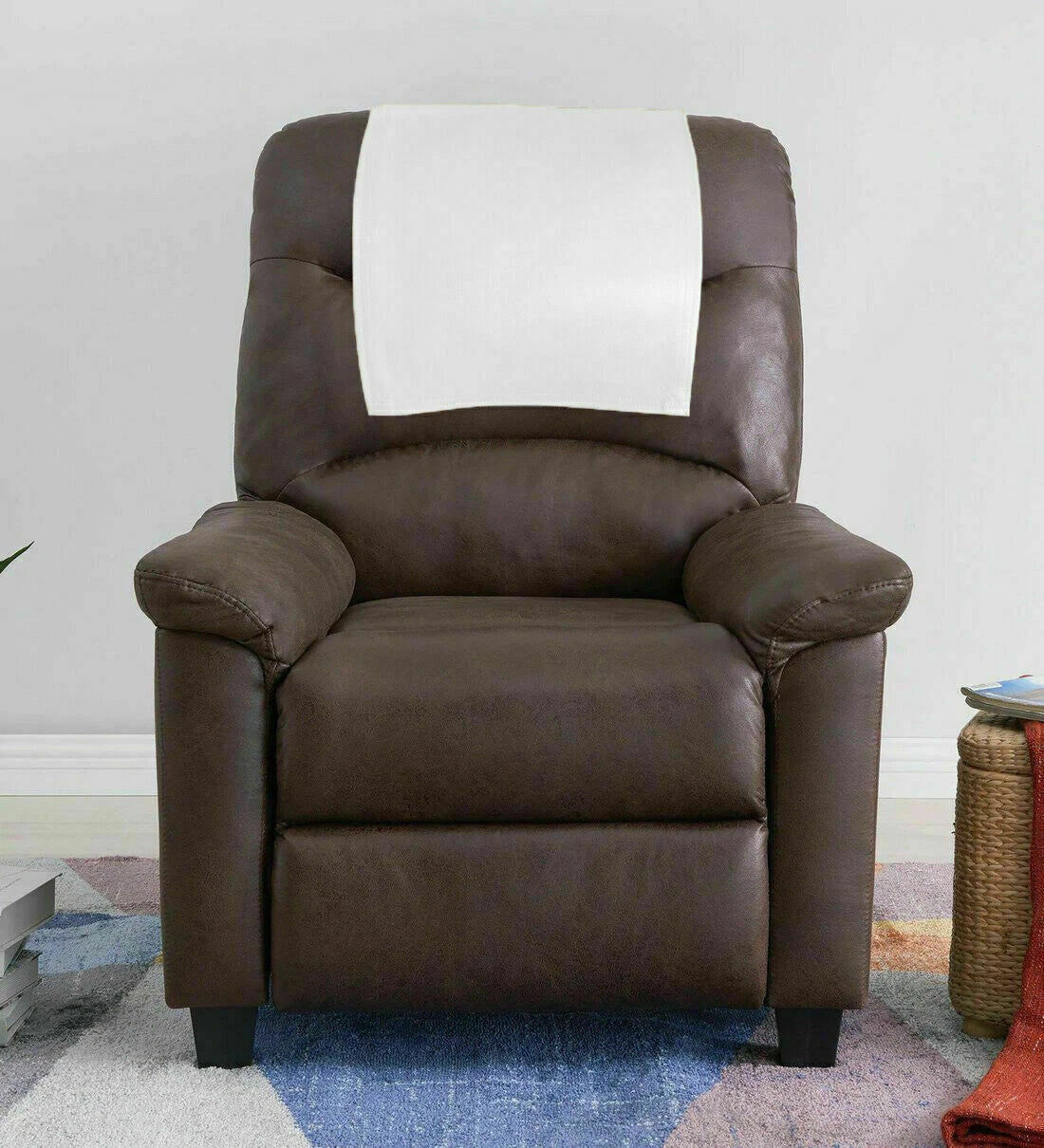 Premium White Headrest Recliner Cover - Full-Grain Original Leather Protection
