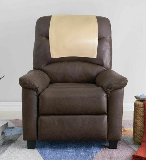 Premium Beige Headrest Recliner Cover - Full-Grain Original Leather Protection – front view – Kamercio
