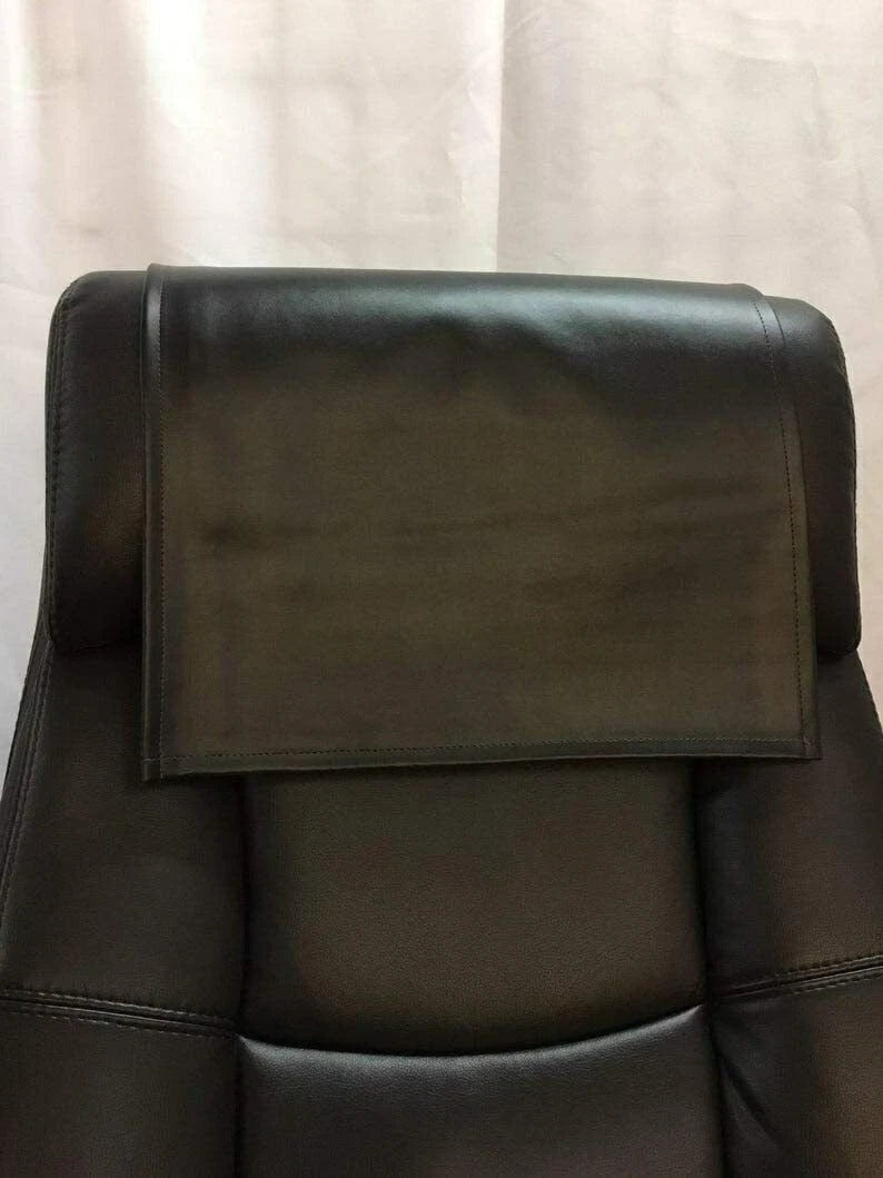 Premium Black Headrest Recliner Cover - Full-Grain Leather Protection