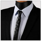 Premium Black Original Leather Skinny Necktie - Full-Grain Leather Modern Accessory