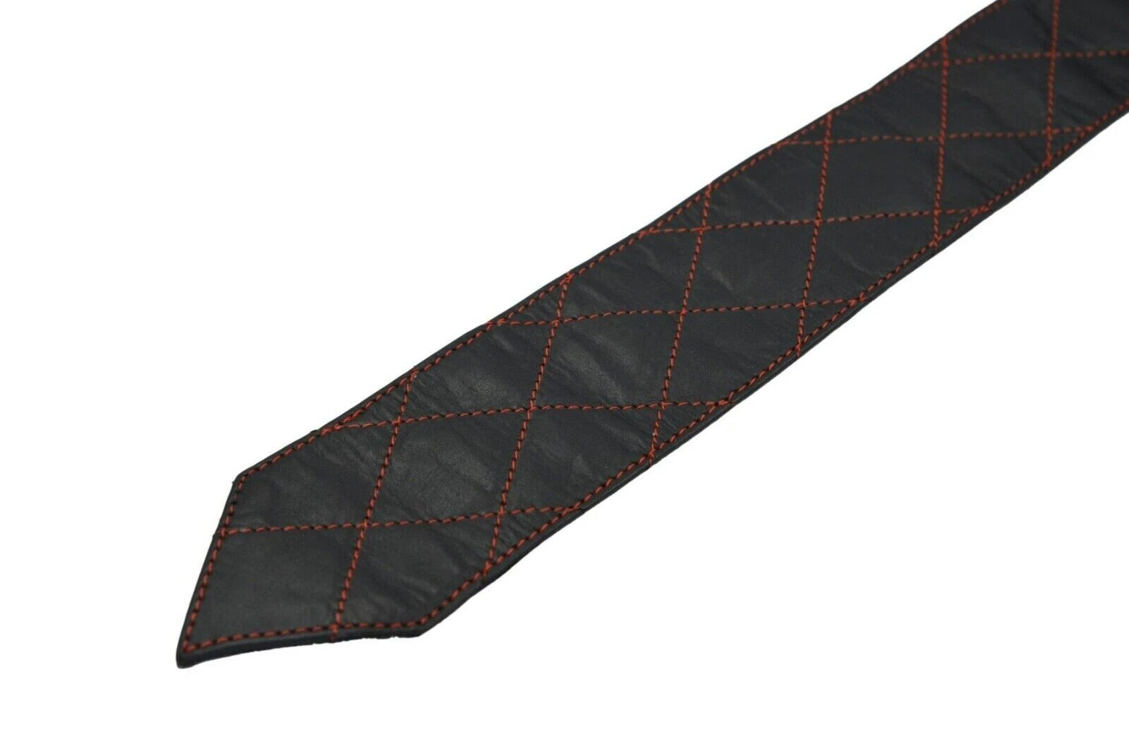 Premium Black Textured Leather Necktie - Full-Grain Original Leather Statement Accessory