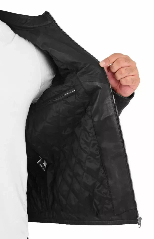 Men's Premium Black Quilted Original Leather Jacket – Handcrafted Full-Grain