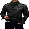 Men's Black Premium Leather Biker Jacket – Quilted Sleeves Handcrafted Full-Grain