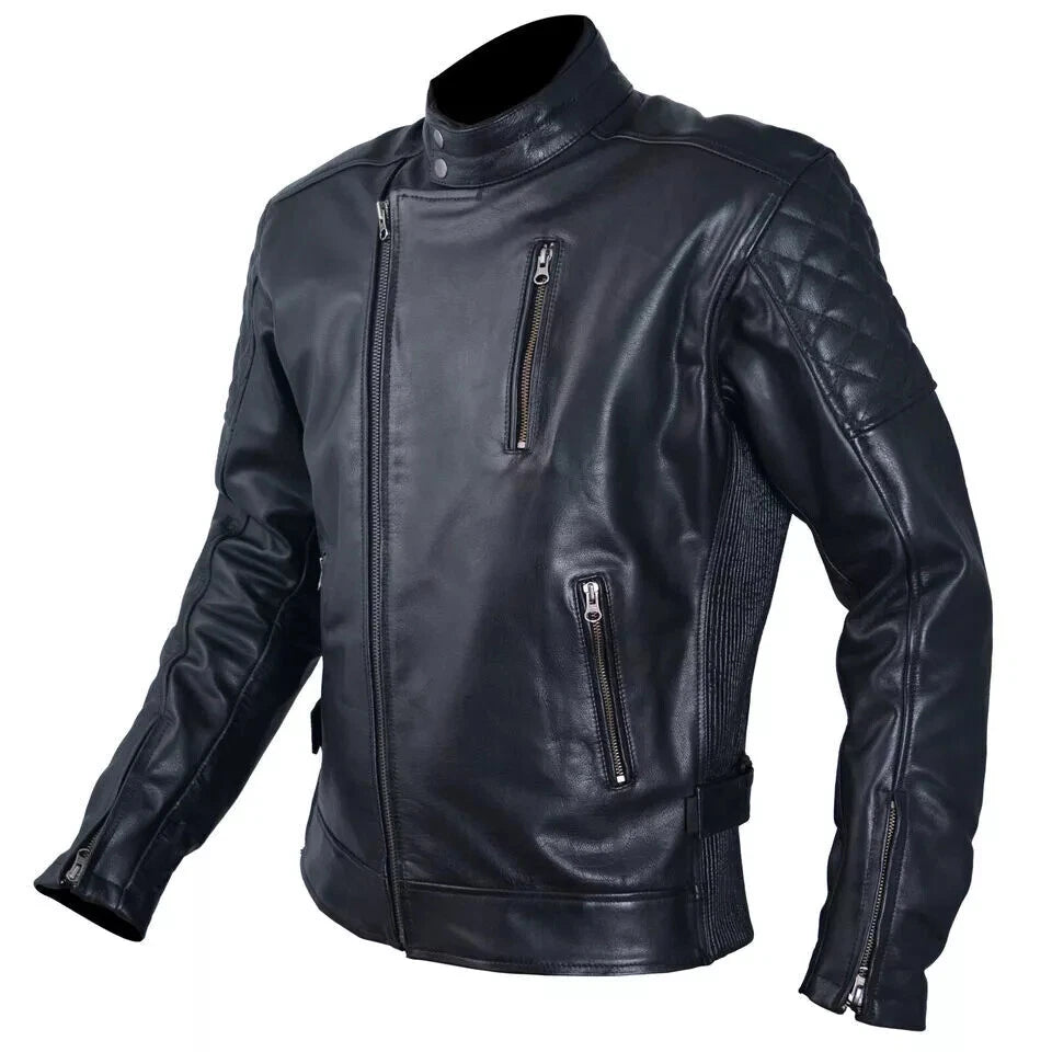 Men's Original Premium Black Leather Motorcycle Jacket – Handcrafted Full-Grain