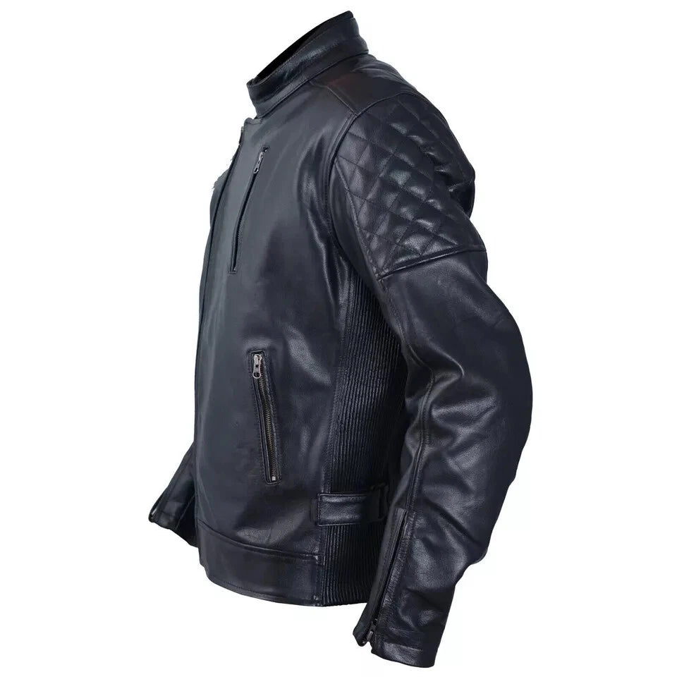 Men's Original Premium Black Leather Motorcycle Jacket – Handcrafted Full-Grain