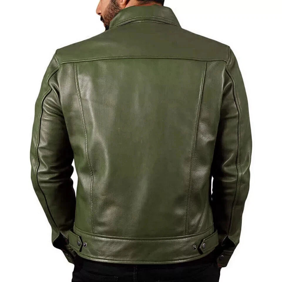 Men's Olive Green Original Premium Leather Jacket – Full-Grain Handcrafted