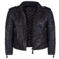 Men's Original Black Quilted Sleeve Premium Biker Leather Jacket – Full-Grain Handcrafted