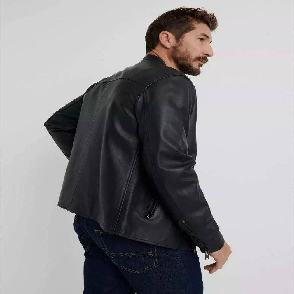 Men's Black Premium Slim Fit Original Leather Racer Jacket