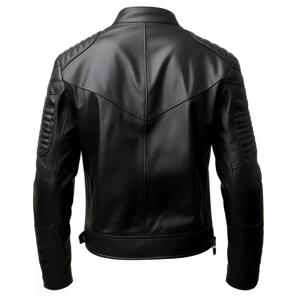 Men's Black & Red Premium Original Leather Biker Jacket
