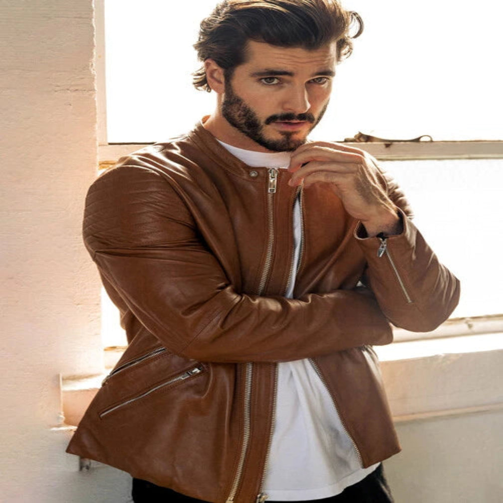 Men's Brown Premium Original Leather Biker Jacket