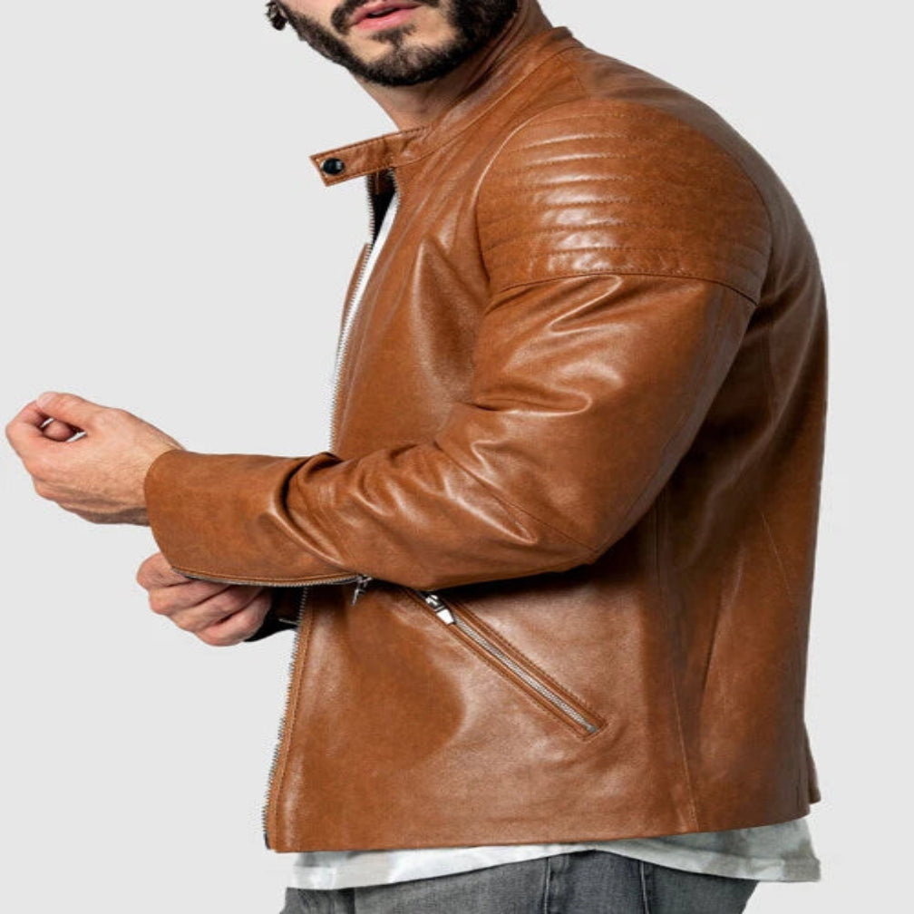 Men's Brown Premium Original Leather Biker Jacket
