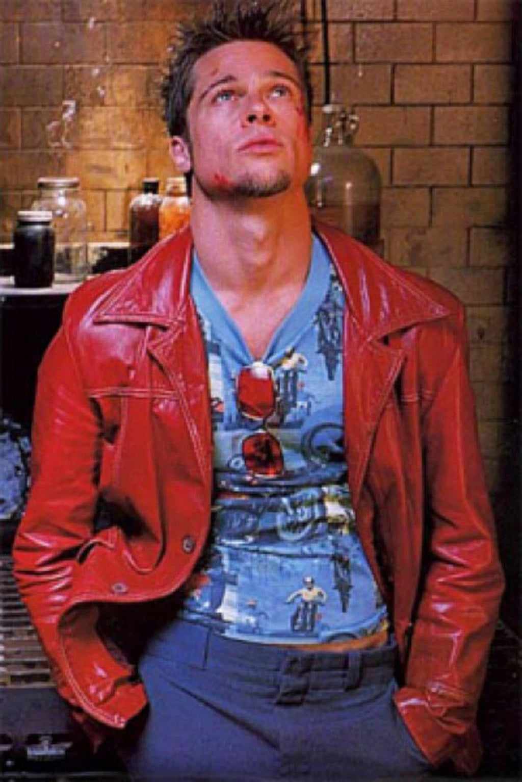 Men's Red Button-Front Premium Original Leather Jacket