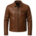 Men's Brown Original Leather Jacket – Classic Collar Full-Zip