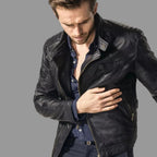Men's Premium Black Original Lambskin Leather Biker Jacket