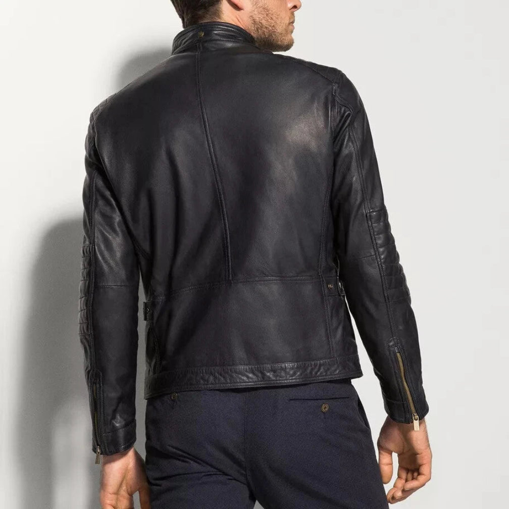 Men's Premium Black Original Lambskin Leather Biker Jacket
