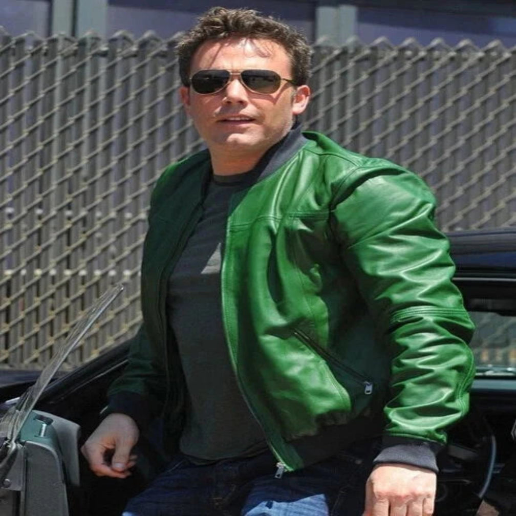 Men's Premium Green Lambskin Original Leather Bomber Jacket
