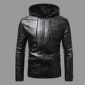 Men's Premium Black Lambskin Original Leather Hooded Zip Jacket