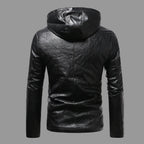 Men's Premium Black Lambskin Original Leather Hooded Zip Jacket