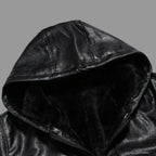 Men's Premium Black Lambskin Original Leather Hooded Zip Jacket