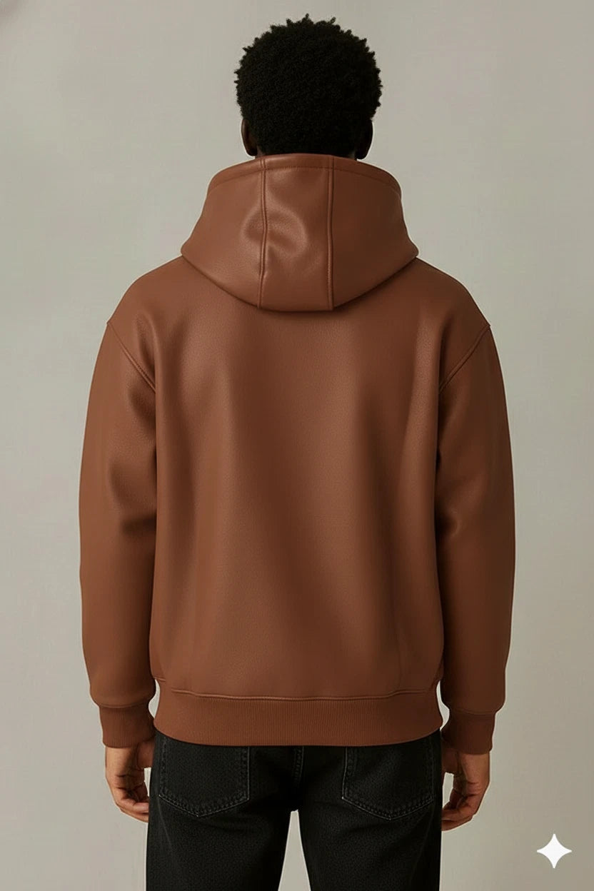 Men's Tan Lambskin Premium Original Leather Pullover Hoodie